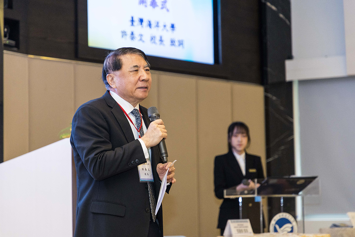 海大期望以海洋專業串連臺灣並接軌全球，成為海洋永續的領航者(圖為許泰文校長致詞)