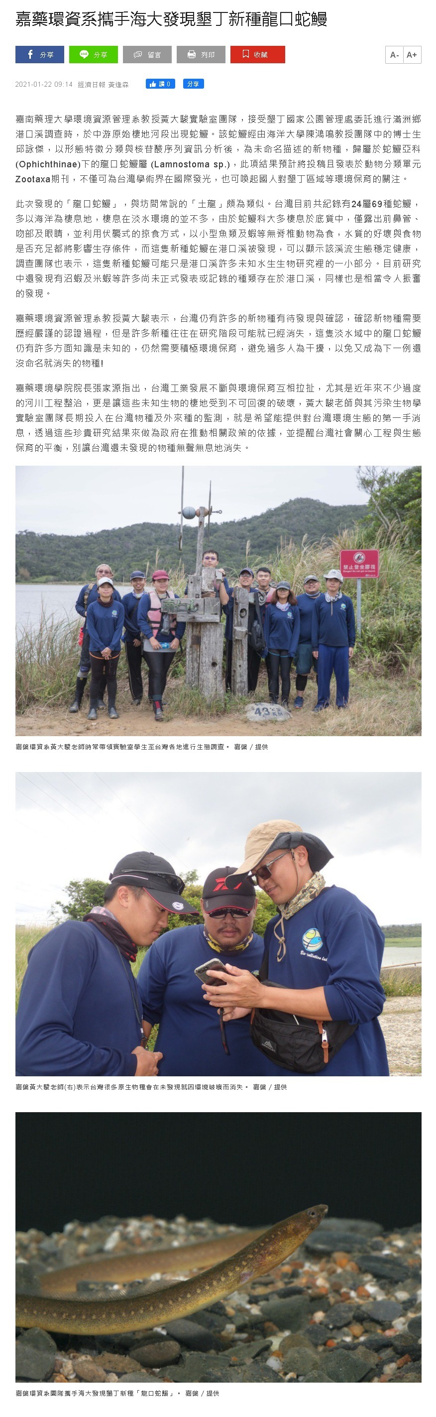 經濟日報-新種龍口蛇鰻