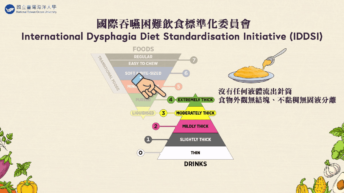 透過飲食質地分級能讓長者及家屬在準備食物時有所依循