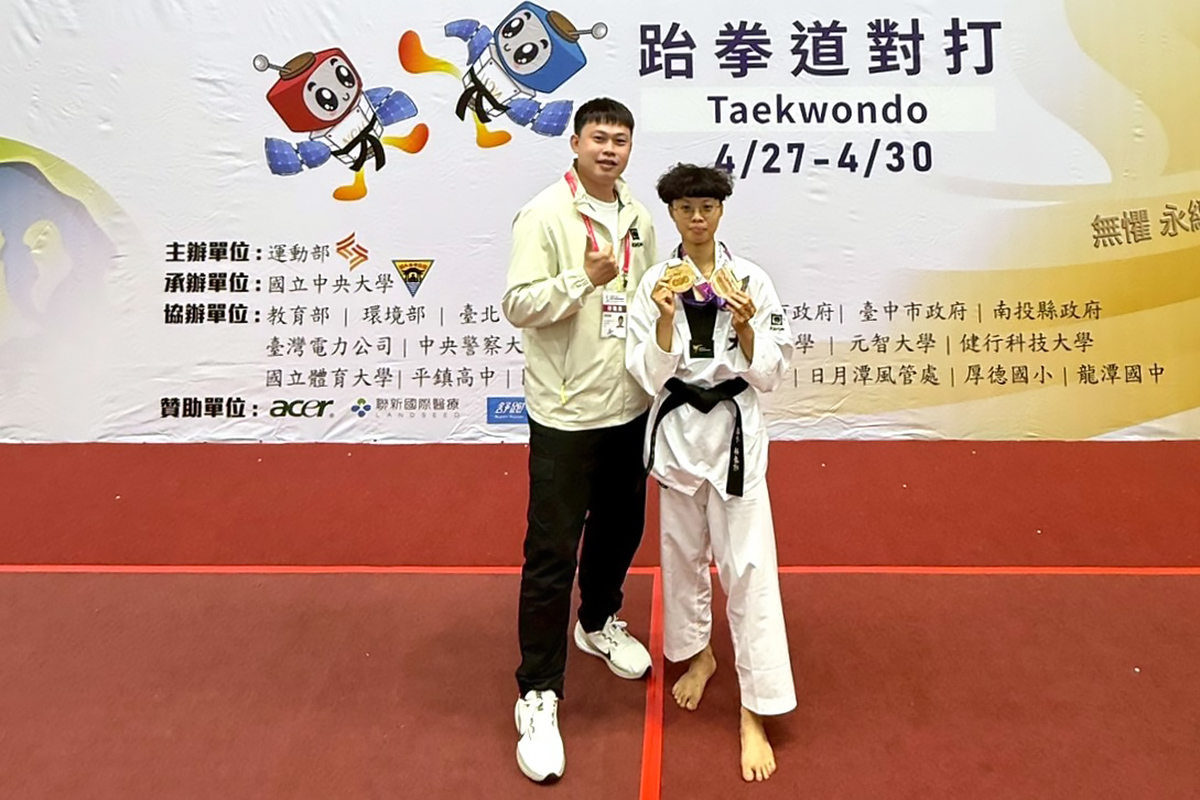 林晏竹同學亦於一般女生組跆拳道對打46公斤級摘下銅牌佳績。