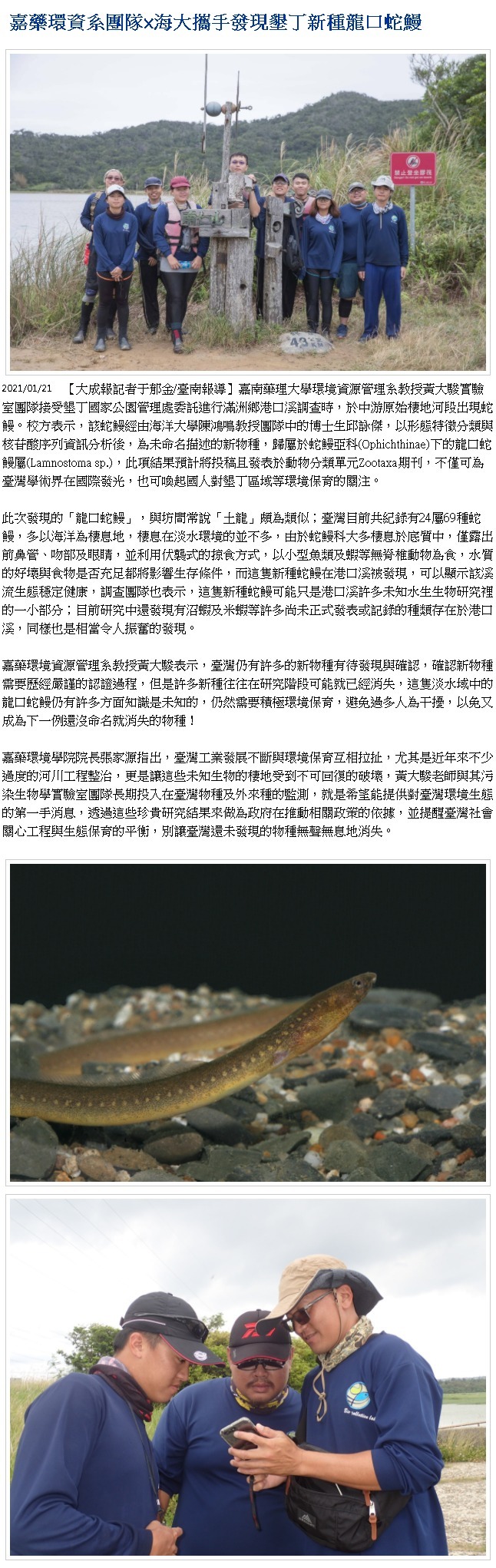 大成報-新種龍口蛇鰻