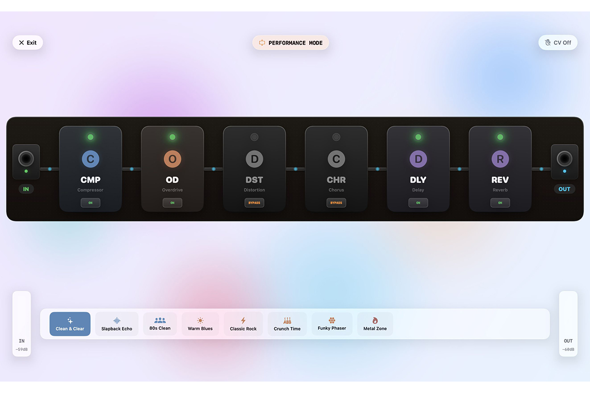 《RiffNode》APP支援效果器鏈概念，足以實際應用於音樂表演中。