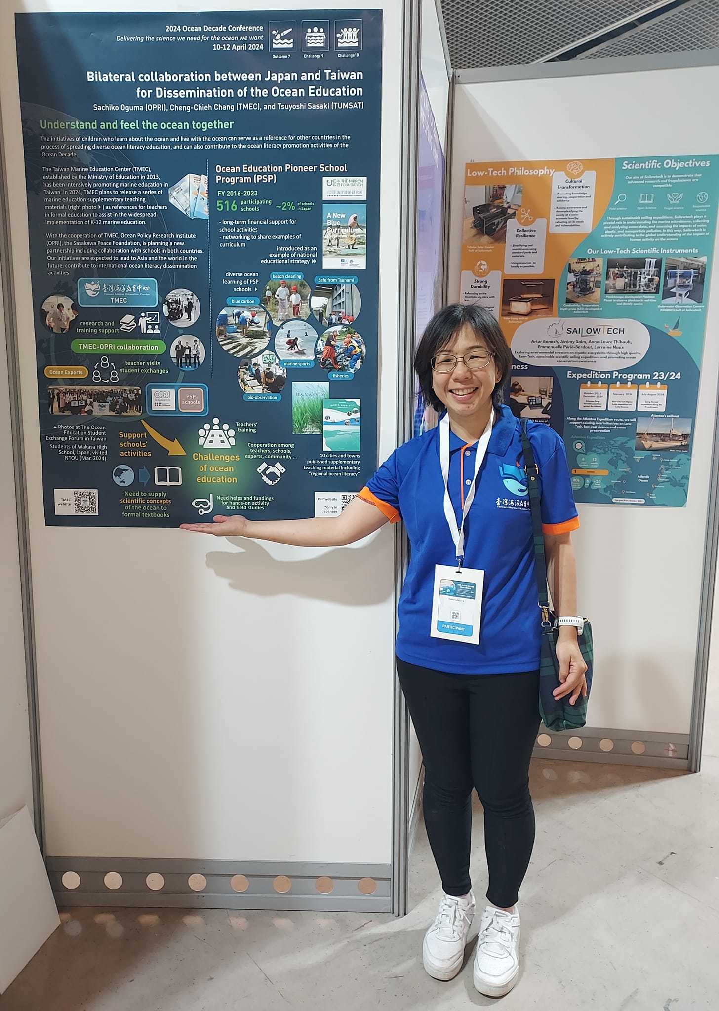 臺灣海洋教育中心與日本笹川平和財團海洋政策研究所(OPRI)共同展示海報發表未來將進行的合作模式